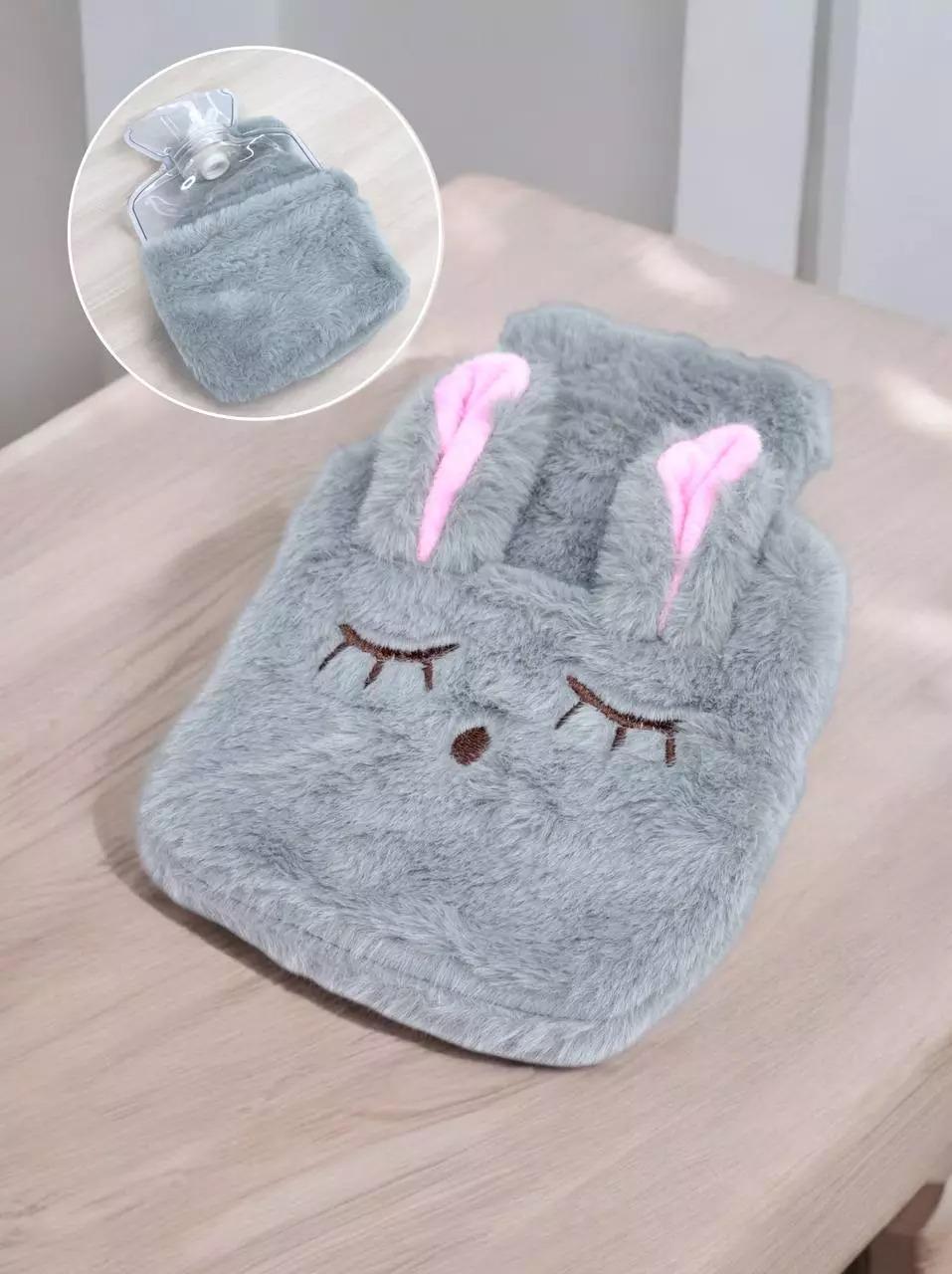 Грілка для тіла водяна Laska Rabbit плюшева 250 мл 20x13,5 см Сірий (9875) - фото 2