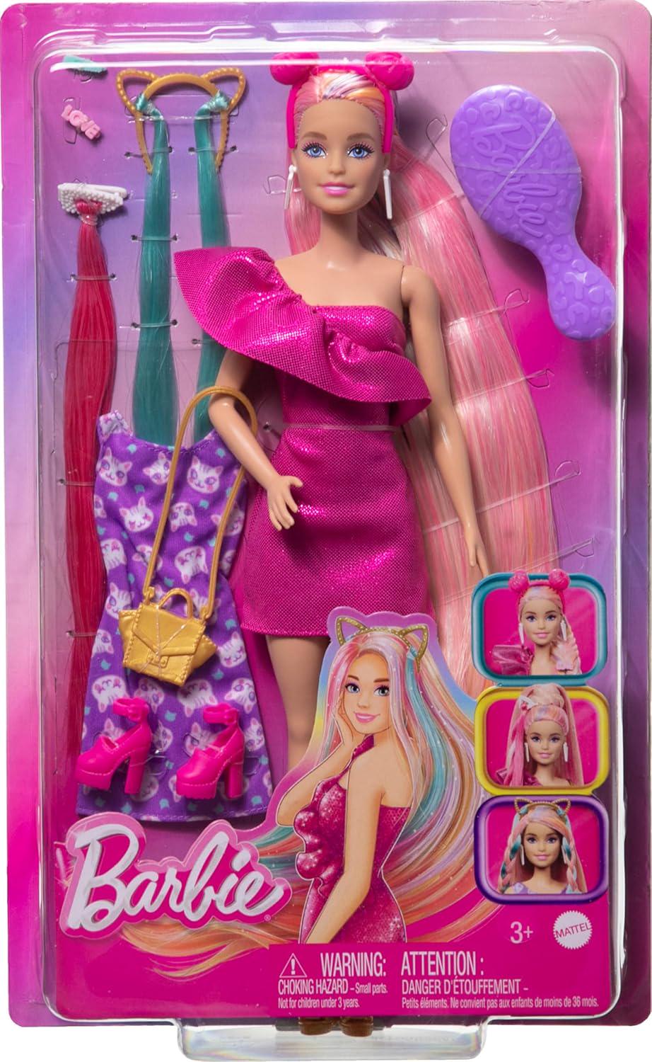 Кукла Barbie Fun Fancy стильные прически Set Extra-Long Color-Streaked Blonde Hair