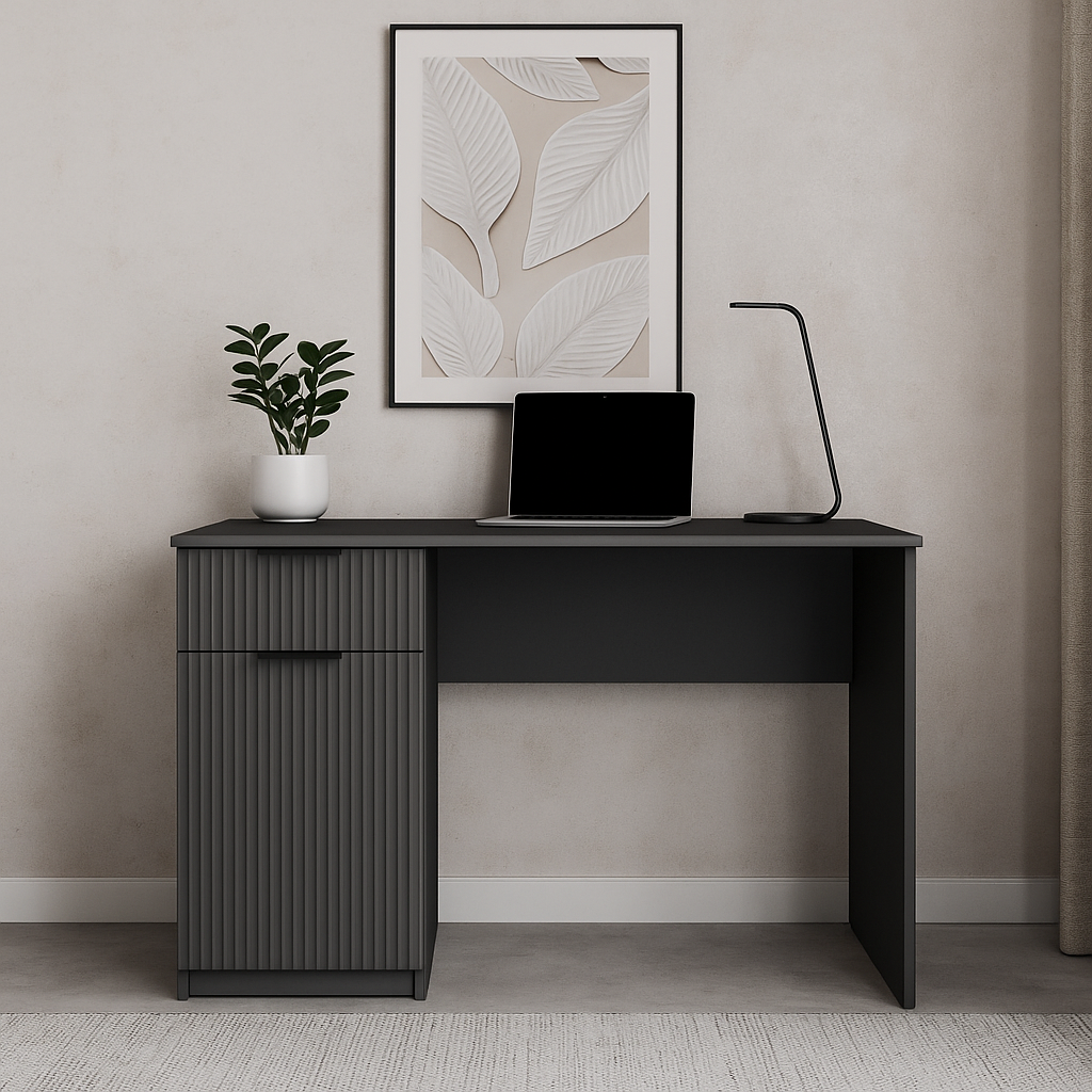 Стол письменный СП3 1Я1Д SENAM 750х1100х500 мм корпус ДСП Серый Графит фасад МДФ краска RAL7012 Серый фрезеровка Плаше Грос