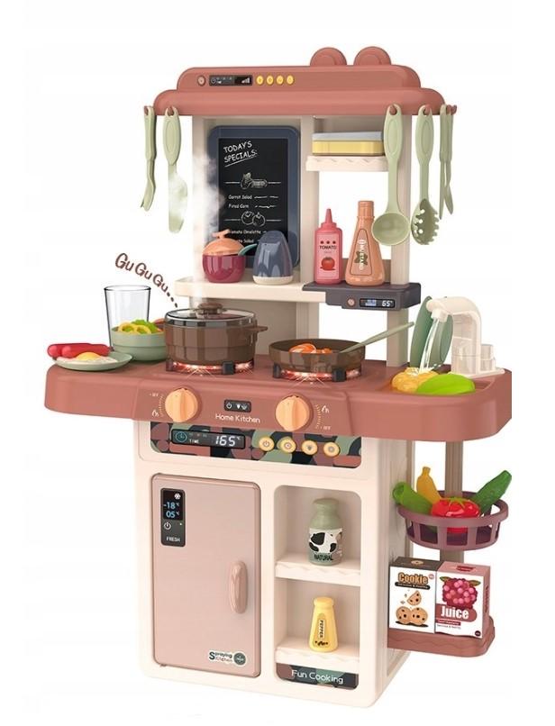 Кухня детская игрушечная для девочки с паром/водой/посудой и имитацией закипания 42 предмета Pink (29309320)