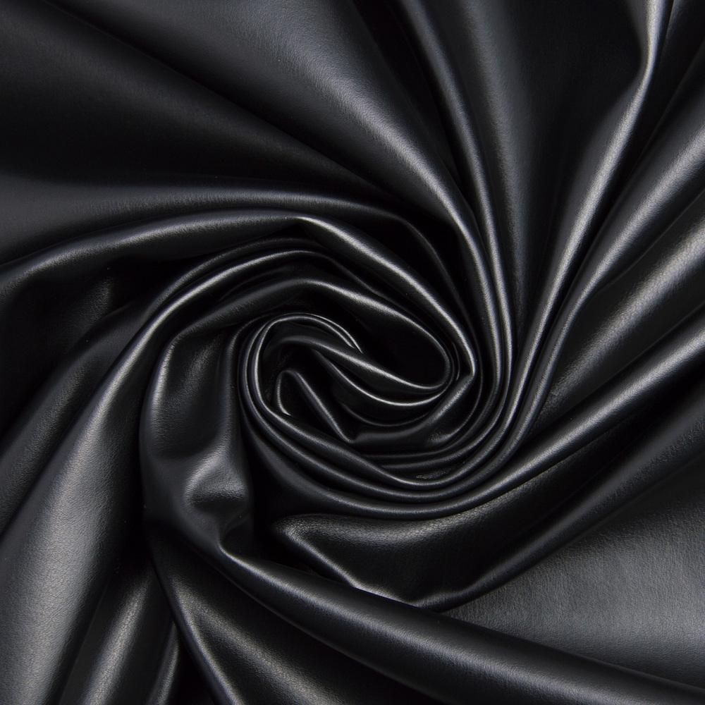 Ткань искусственная кожа на флисе Черный (24753)
