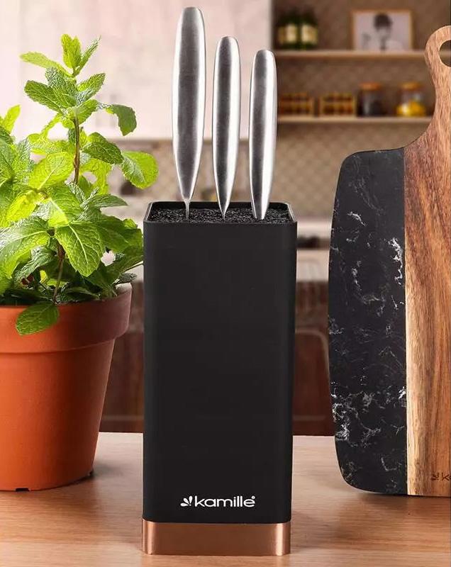 Подставка для ножей Kamille с полипропиленовым наполнителем 9,5х9,5х22 см. Black/Rose - фото 2 Подставка для ножей Kamille с полипропиленовым наполнителем 9,5х9,5х22 см. Black/Rose - фото 2