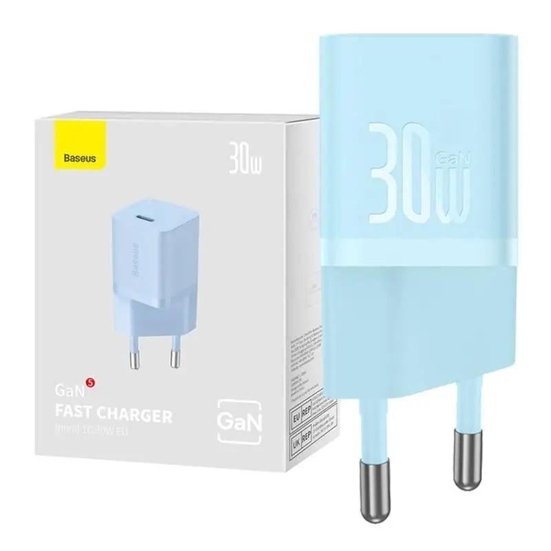 Зарядний пристрій мережевий для Baseus GaN5 Fast Charger mini 1C 30W EU Blue (CCGN070603)