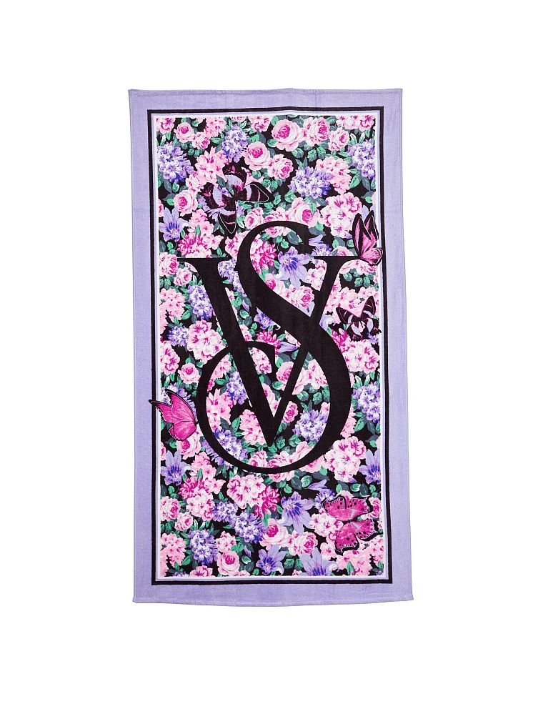 Полотенце пляжное хлопковое Victoria's Secret Floral Logo 162×86 см Фиолетовый (3158126460)