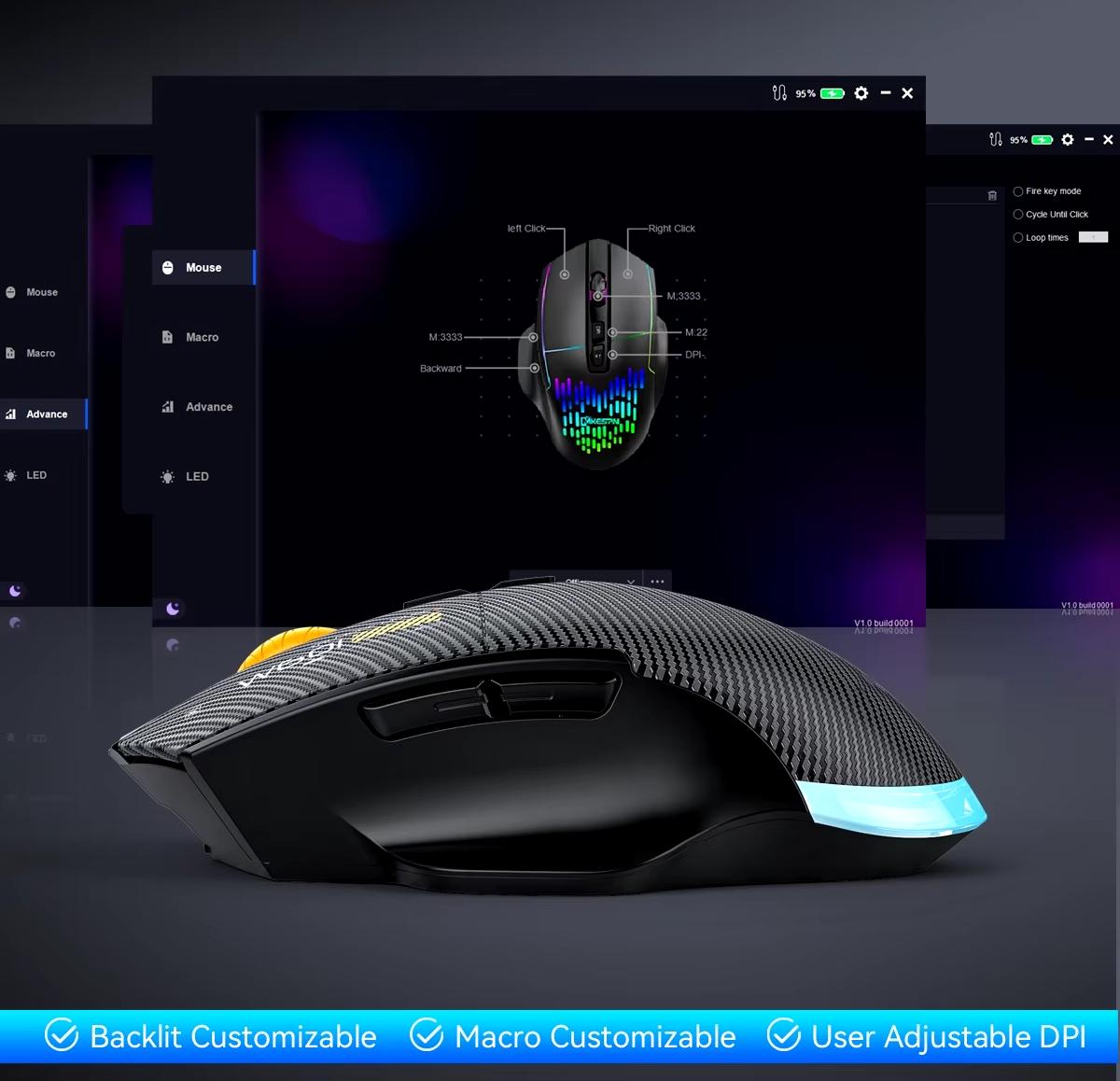 Компьютерная мышь MiKESPN W601 беспроводная бесшумная с аккумулятором и подсветкой 2,4G Bluetooth Black - фото 7