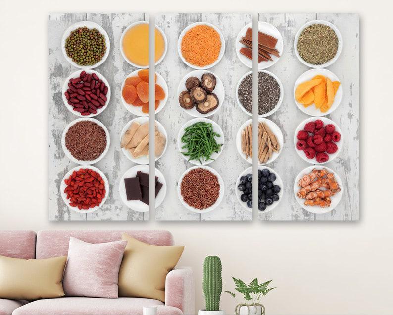 Модульная картина KIL Art Разные продукты для блюд на холсте из трех частей 156x100 см (M3_XL_288)