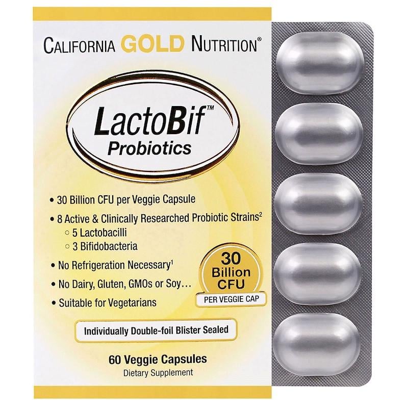 Пробиотики California GOLD Nutrition LactoBif Probiotics 30 млрд КОЕ/60 капсул (995439974) - фото 1