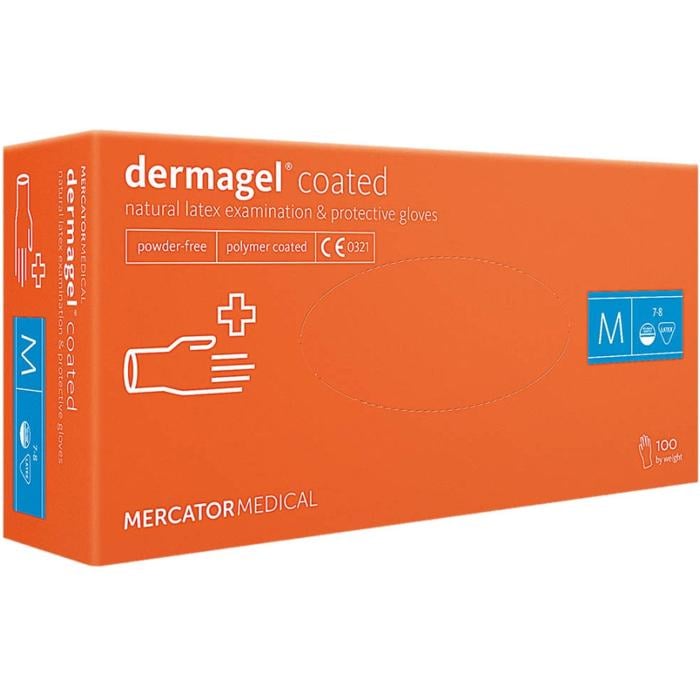 Рукавички латексні Mercator DermageL Coated неопудрені M 100 шт. White