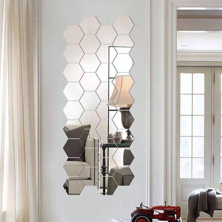 Наклейка дзеркальна на стіну у вигляді стільника Sota акрилова для декору інтер'єру самоклеюча S 7,7х6,8 см 36 шт. - фото 1