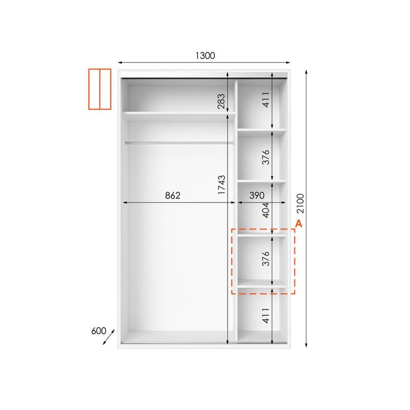 Шафа-купе Idea серія 5 130х60х210 см Білий (1442) - фото 2