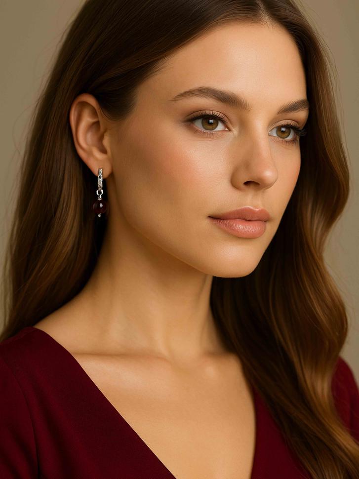 Сережки з гранатом (5161)