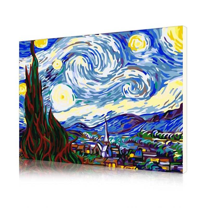 Картина за номерами Lesko DIY E135 "Зоряна ніч. Ван Гог"