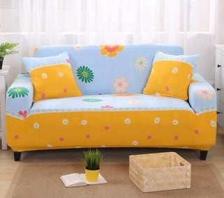 Чехол на двухместный диван  HomyTex с рисунком Цветы