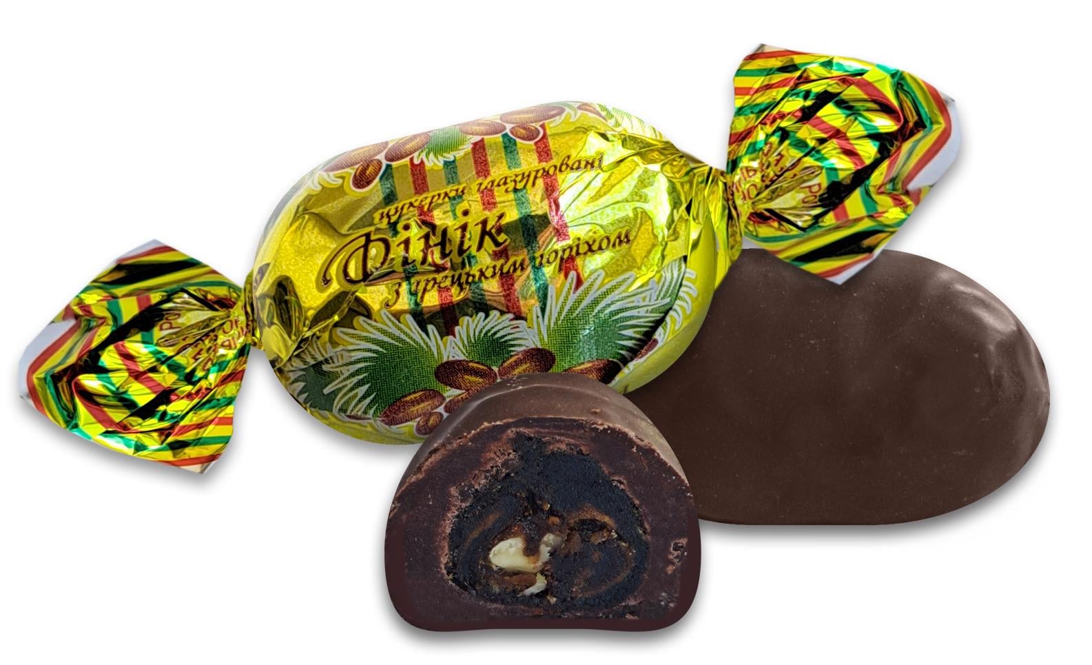 Цукерки Ріконд Фініки з грецьким горіхом в шоколадній глазурі 2 кг (32253) Цукерки Ріконд Фініки з грецьким горіхом в шоколадній глазурі 2 кг (32253)