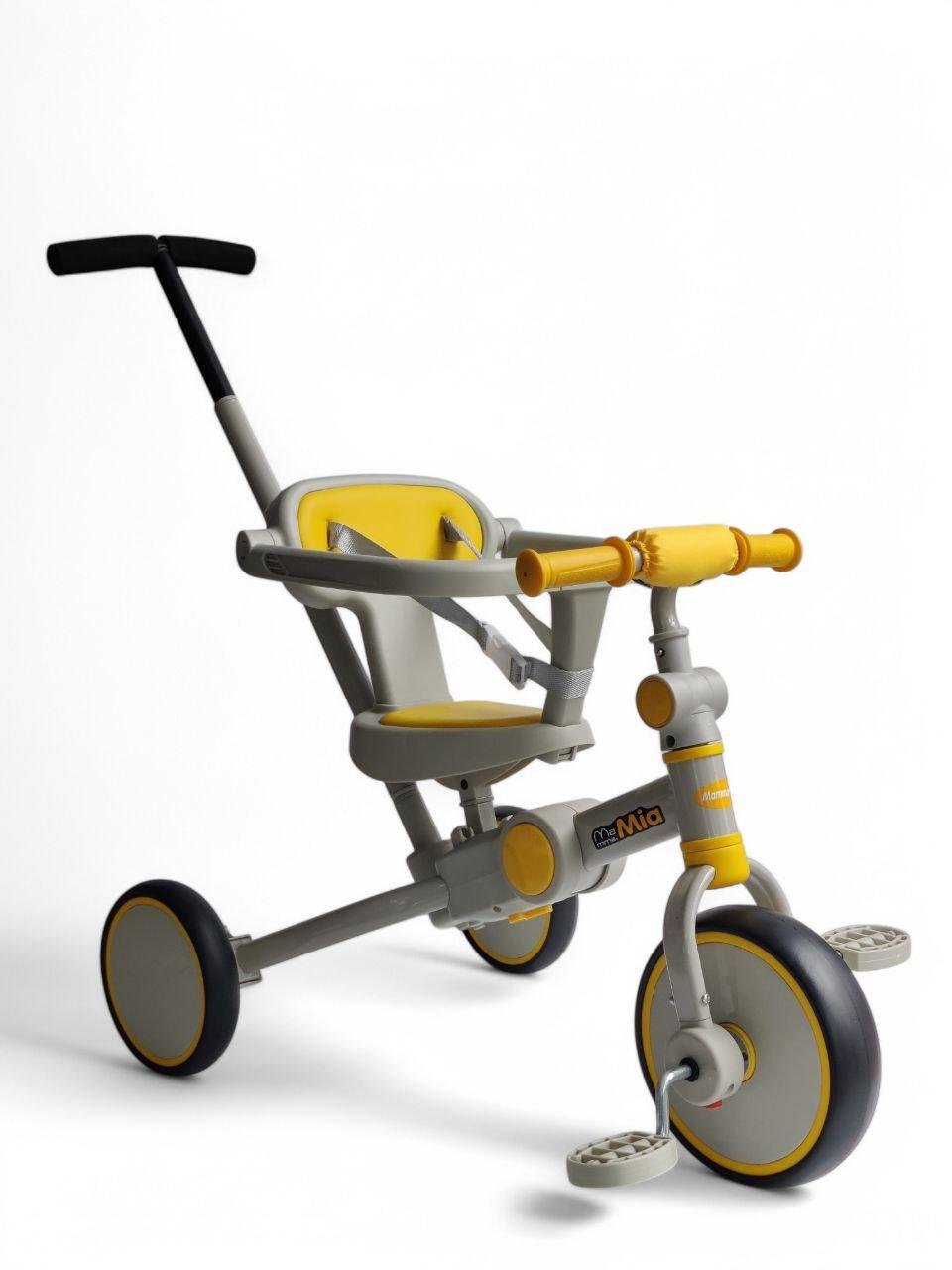 Дитячий велосипед з батьківською ручкою Mamma.Mia 105-2-1 триколісний складний до 60 кг Жовтий (105-2-1r-s) - фото 3