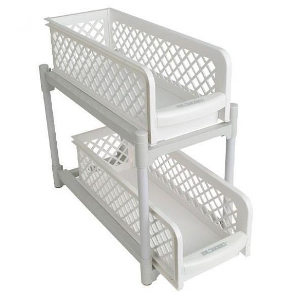 Організатор побутової з двома висувними полицями Portable 2 Tier Basket Drawers Білий (f56aa4e1)