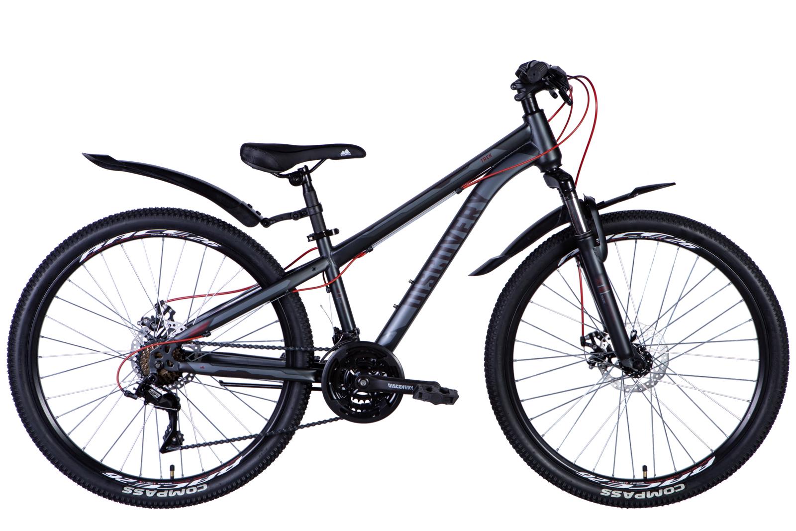 Велосипед Discovery TREK AM DD з крилом Pl 2024 сталь 26" 18" Сірий матовий