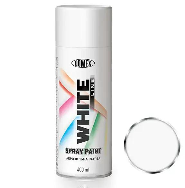 Аерозольна фарба DOMEX WHITE LINE 400 мл RAL9010 Білий глянцевий (2608975939)