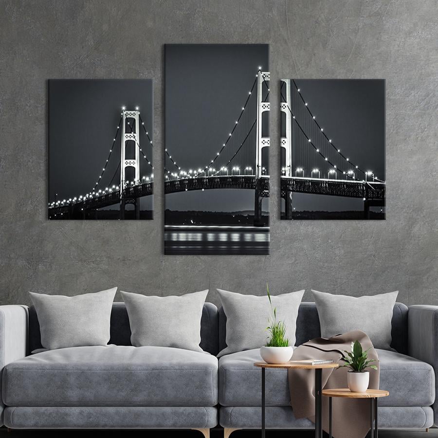 Картина для интерьера Панорамный вид на черно-белый мост 141x90 см (361-32)