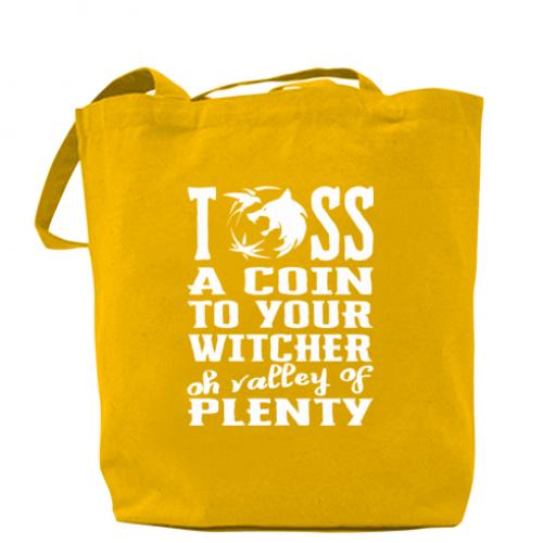 Шоппер Toss a coin to your witcher oh valley of plenty 37x41 см Желтый (4368473-6-108699) - фото 1