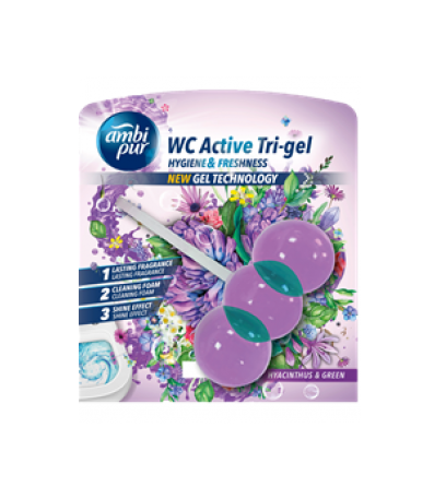 Гелева підвіска для туалету Ambi Pur WC Active Tri-gel Гіацинт і зелень 45 г (825081) - фото 1