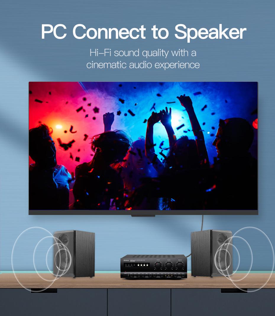 Кабель оптичний аудіо Vention S/PDIF Toslink Dolby DTS 5.1/7.1 позолочені конектори гнучка оболонка ПВХ 1 м Чорний (BAEBF) - фото 2