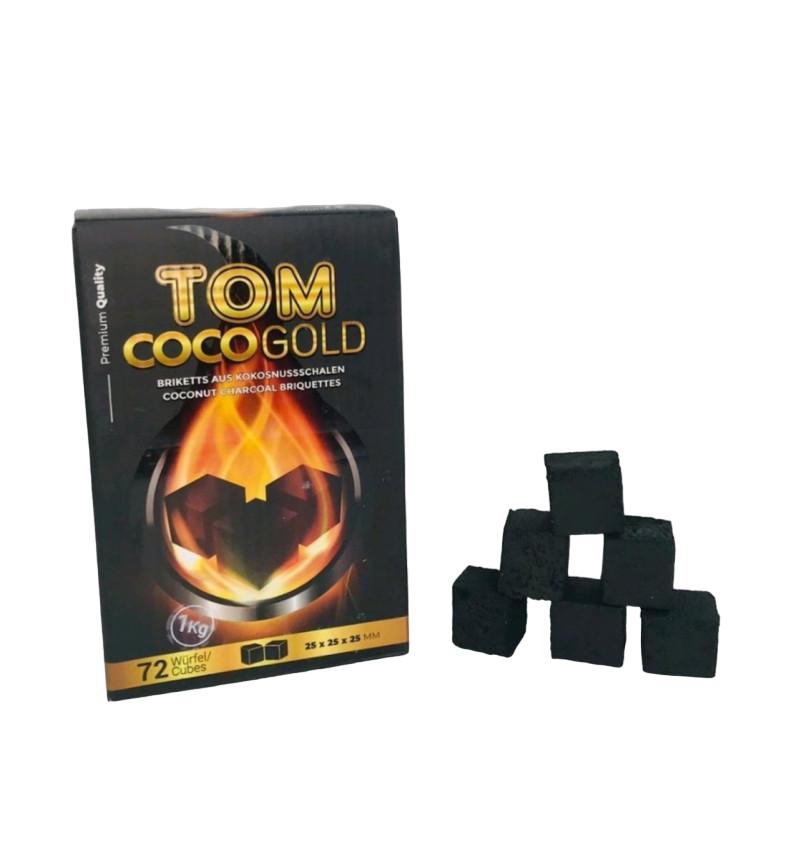 Уголь кокосовый для разжигания на кальян Tom Coco Gold 1 кг 72 шт. в коробке (10-6-482000286)