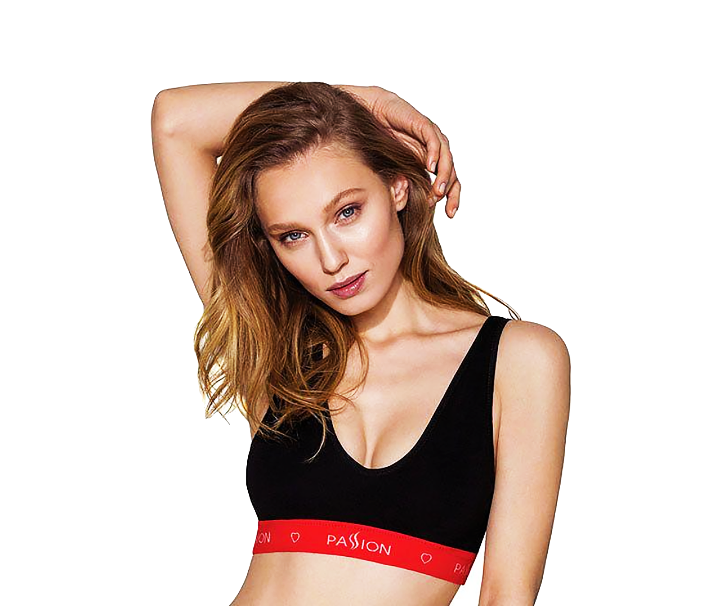 Женский спортивный топ Passion PS003 TOP на широких бретелях S Черный