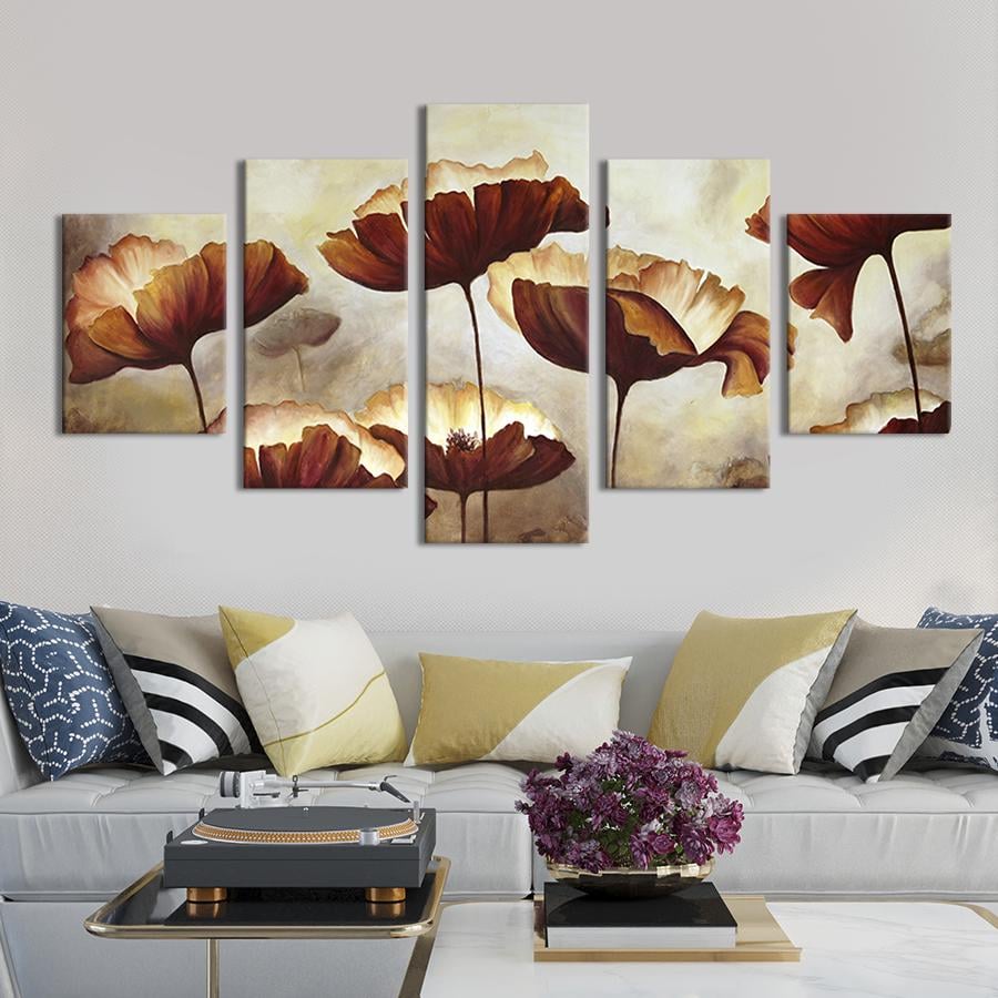 Модульная картина из 5 частей на холсте интерьерная картина Изящные маки 187x94 см (245-52) Модульная картина из 5 частей на холсте интерьерная картина Изящные маки 187x94 см (245-52)