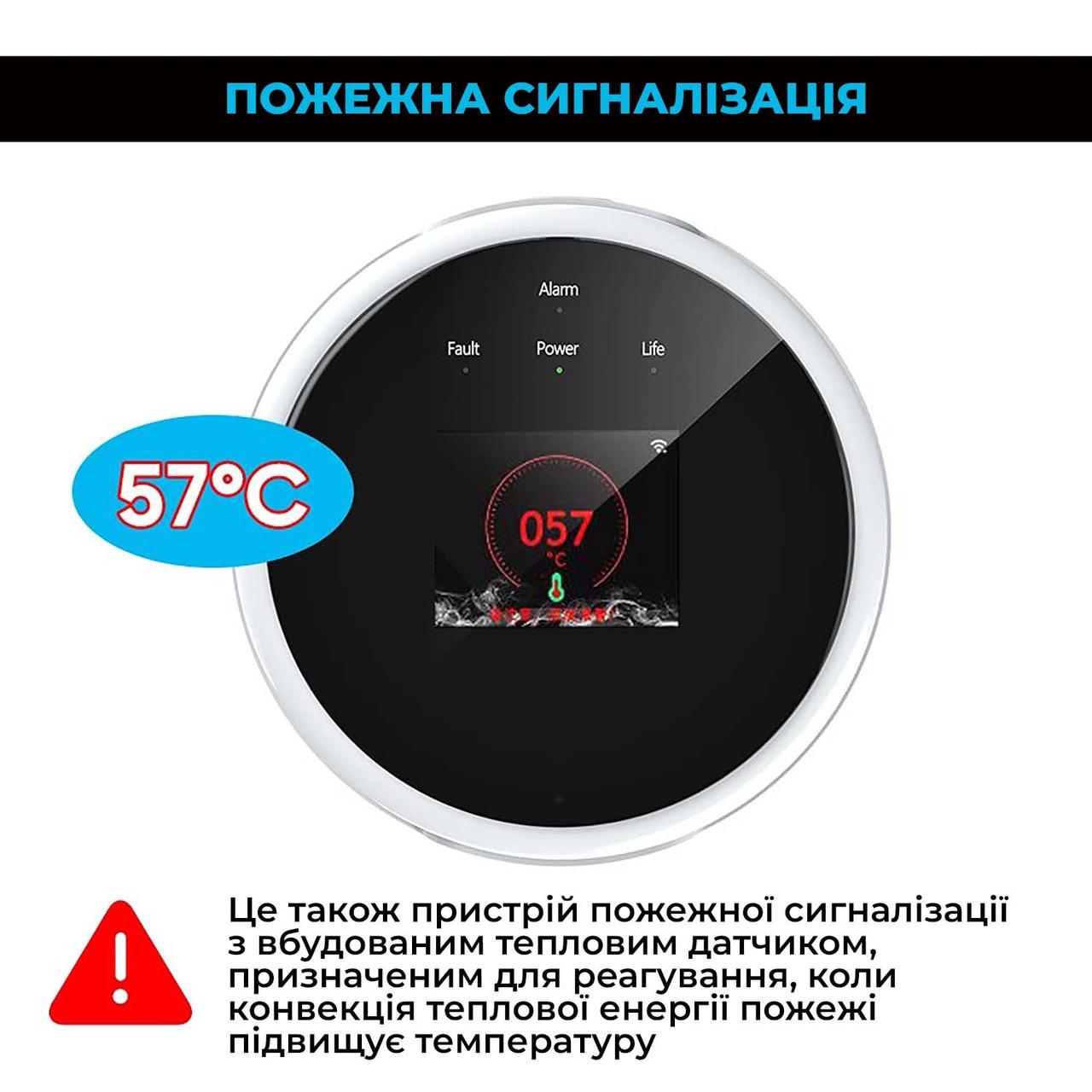 Умный детектор утечки газа Tuya GS21 Wi-Fi и пожарная сигнализация с LCD-дисплеем/оповещениями на смартфон (id_101051) - фото 8