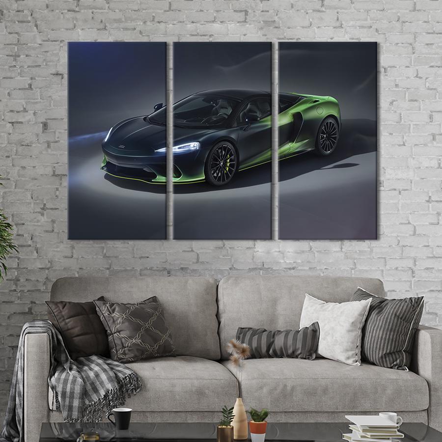 Картина на холсте триптих Авто-хамелеон McLaren GT Verdant Theme 78x48 см (1358-31)