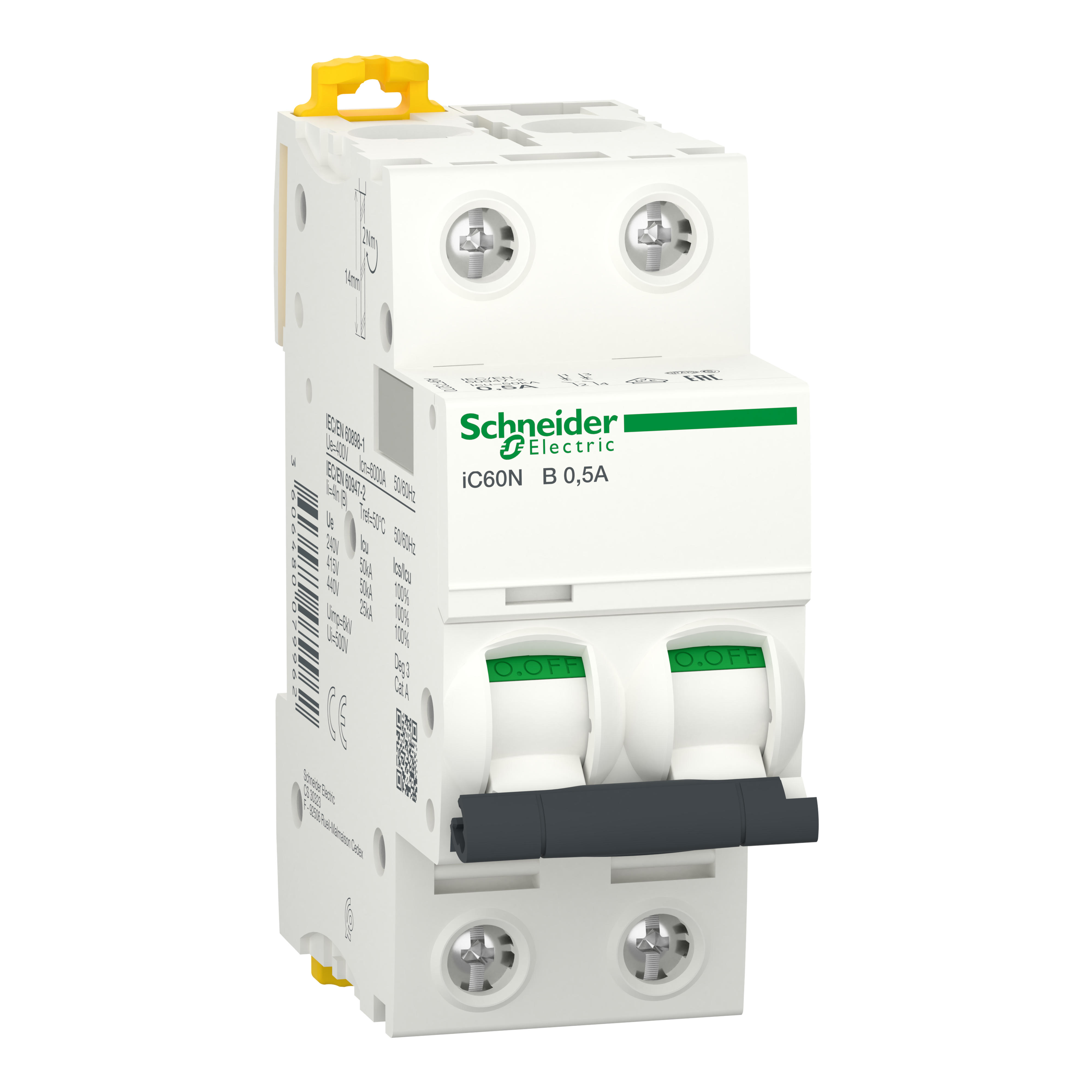 Автоматический выключатель Schneider Electric iC60N 2P 0,5A 10kA B (A9F73270)