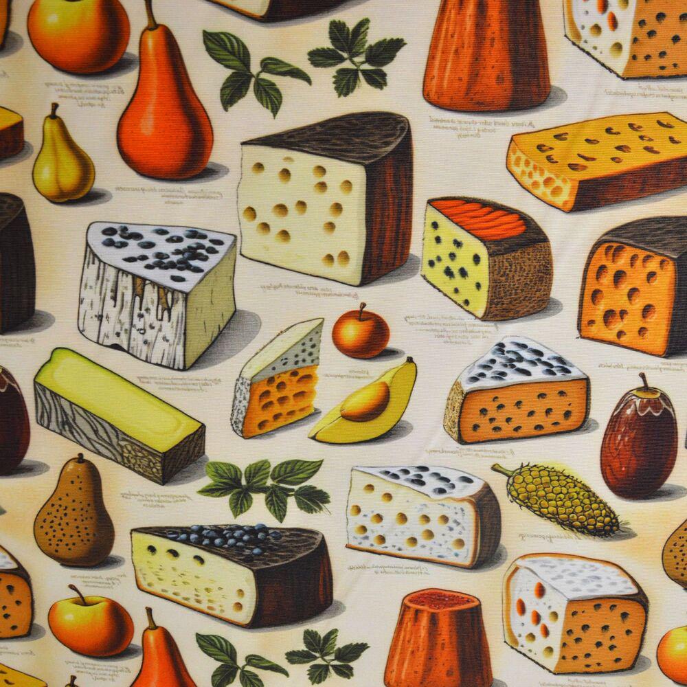 Ткань хлопок Панама Сыр с фруктами 235 гр/м2 с защитой от пятен 180 см (27393)