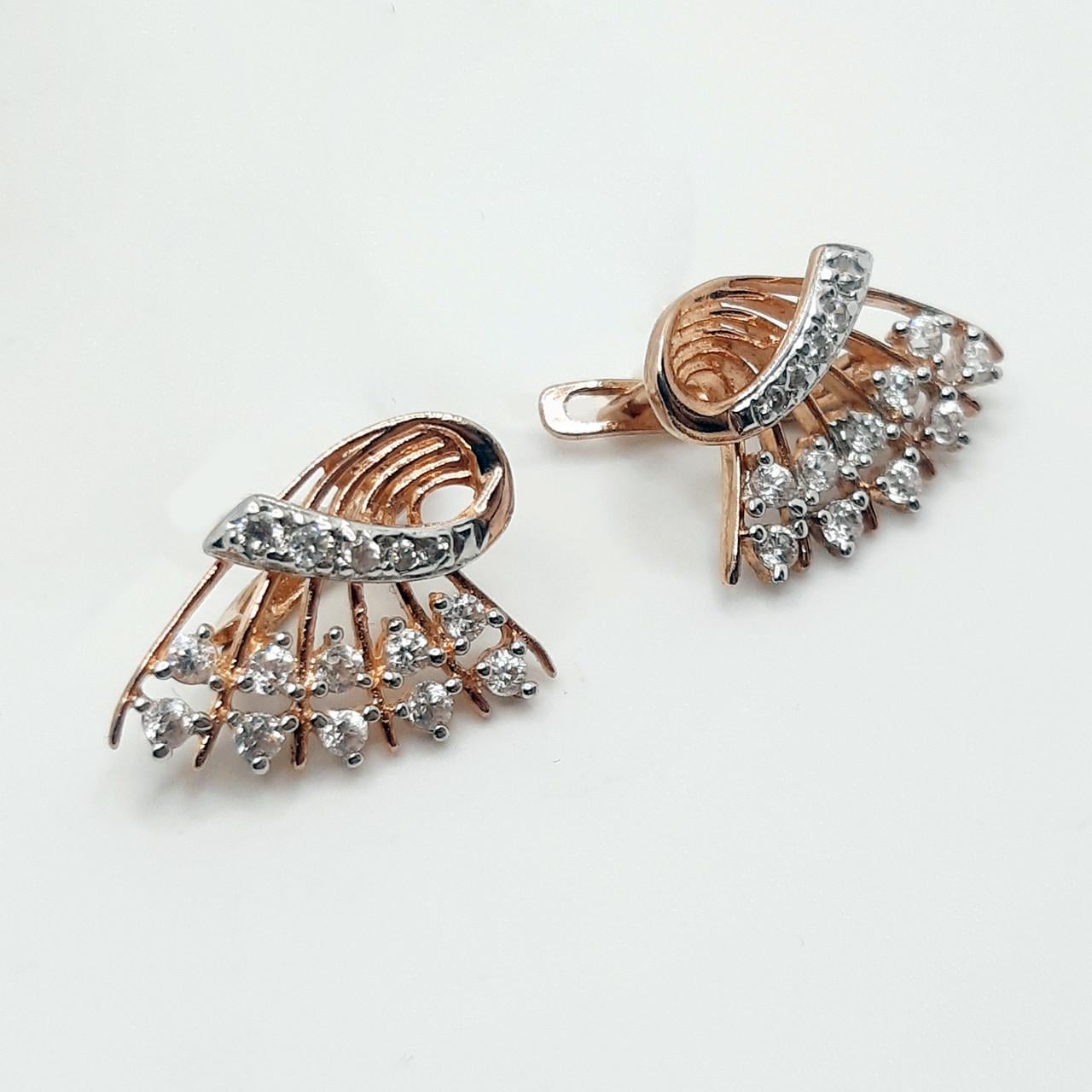 Серьги серебро позолоченное с фианитами 925° 3,90 г (С3Ф/084)