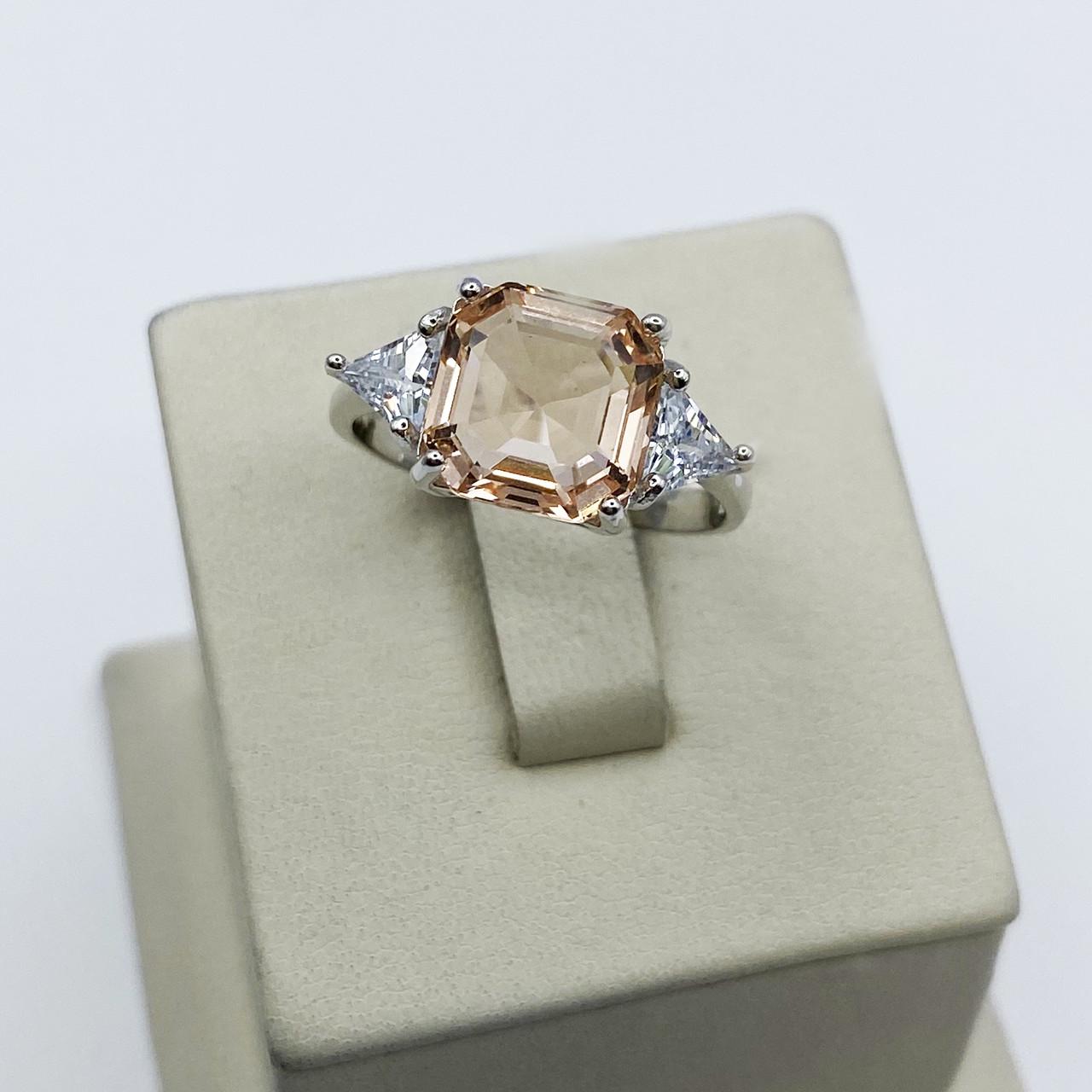 Кольцо серебряное с морганитом и кубическим цирконием р. 18 3,89 г (1949137690)