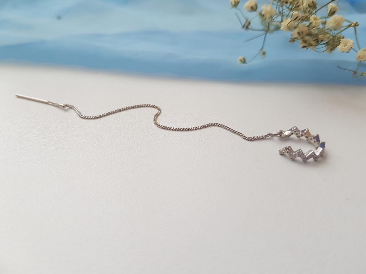 Серьга каффа с цепочкой серебро 925 пробы (545р)