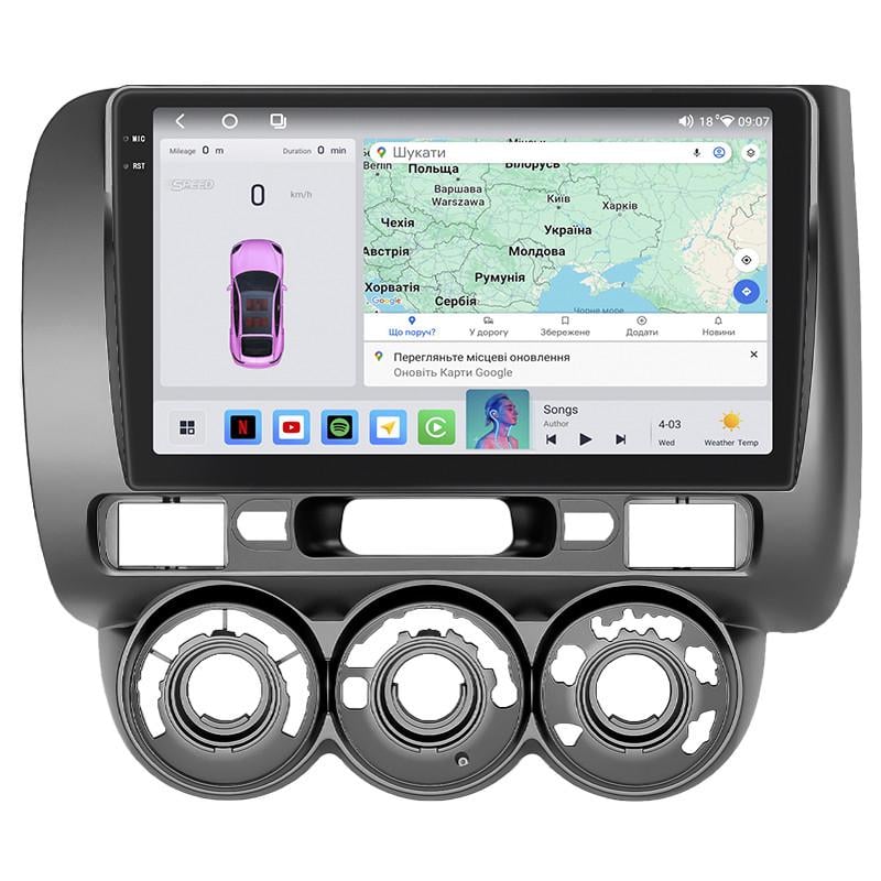 Автомагнитола штатная Lesko QLED CarPlay/4G/Wi-Fi/GPS/360° для Honda Jazz I Manual AC 2001-2005 4/64Gb 9" (2321556360)