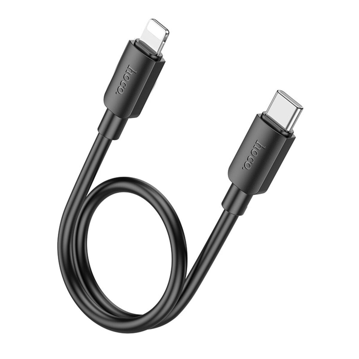 Кабель для зарядки Hoco X96 Hyper, USB Type-C х Lightning, 25 см, 20 Вт, 2.4 А, Чёрный