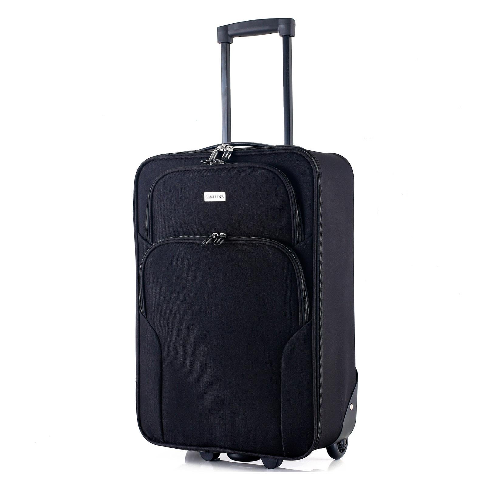 Валіза SEMI LINE 20" ручна поклажа на 2 колесах поліестер 600D захищені колеса та 2 кишені об'єм 34 л Чорний