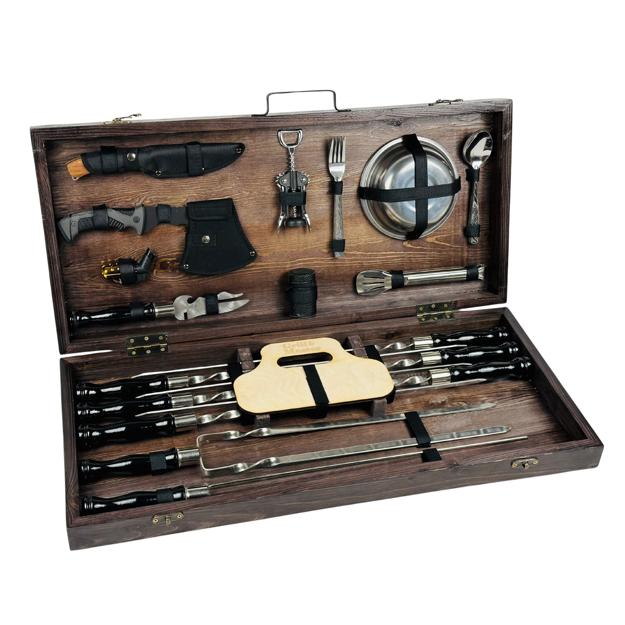 Набор шампуров Пантера МАХ ручной работы в подарочном кейсе из нержавеющей стали