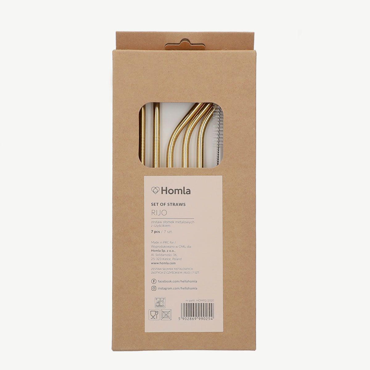 Набор коктейльных трубочек с ершиком Homla RIJO 22 см 7 шт. Золотой (164392) - фото 3