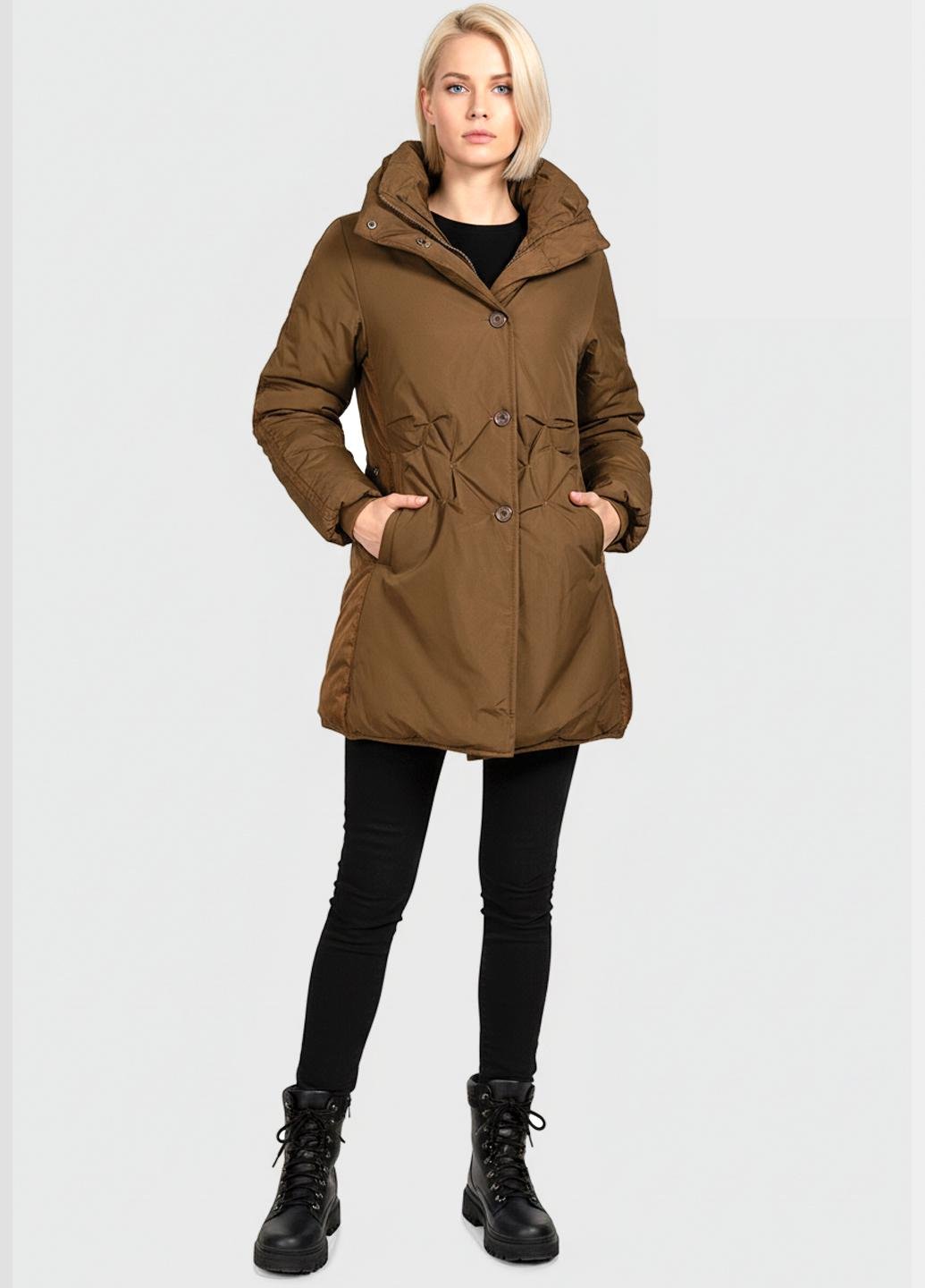 Пуховик женский приталенный Number Nine NN-302 р. 42 Светло-коричневый (NN-302-42)