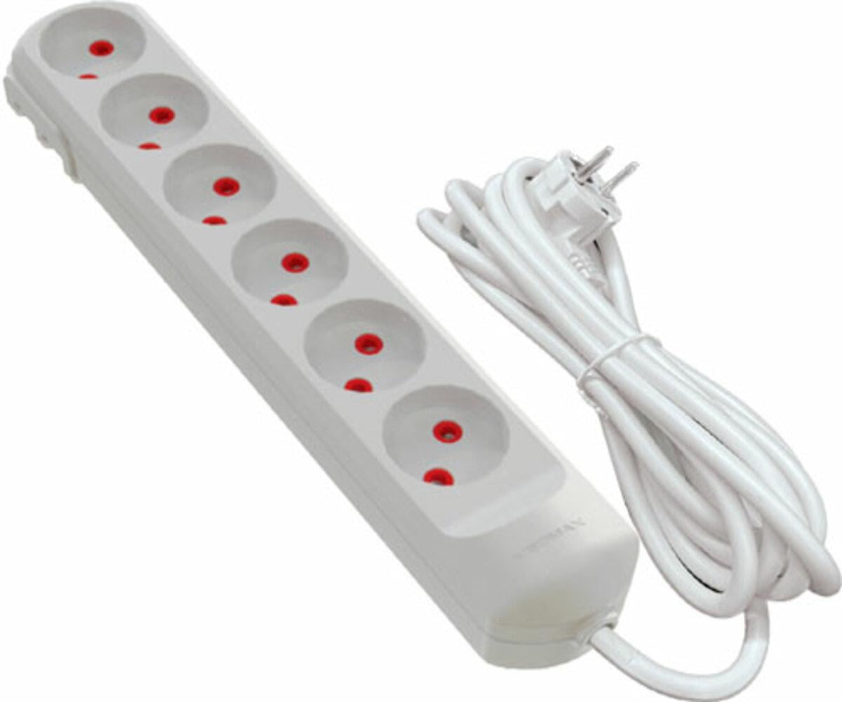 Подовжувач мережевий Virok 2 м з 6 гніздами без заземлення