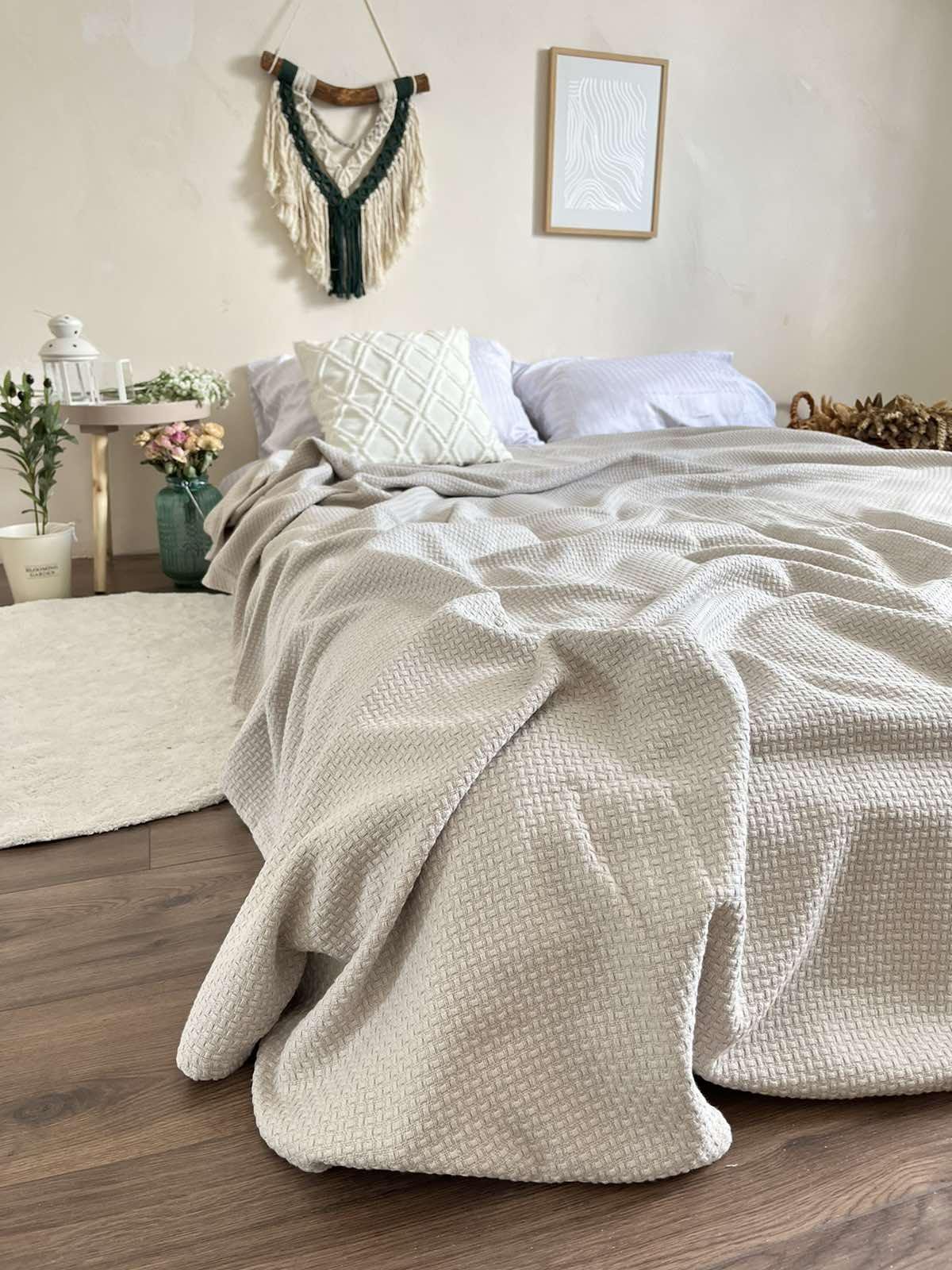 Покрывало хлопковое Wheat 220х240 см Серо-бежевый (18998882) - фото 6 Покрывало хлопковое Wheat 220х240 см Серо-бежевый (18998882) - фото 6