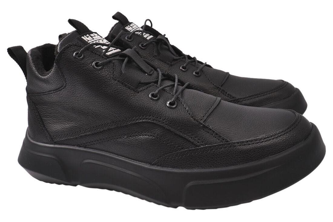 Ботинки мужские Visazh из кожи на низком ходу на шнуровке р. 45 Черный (168-20DHS)