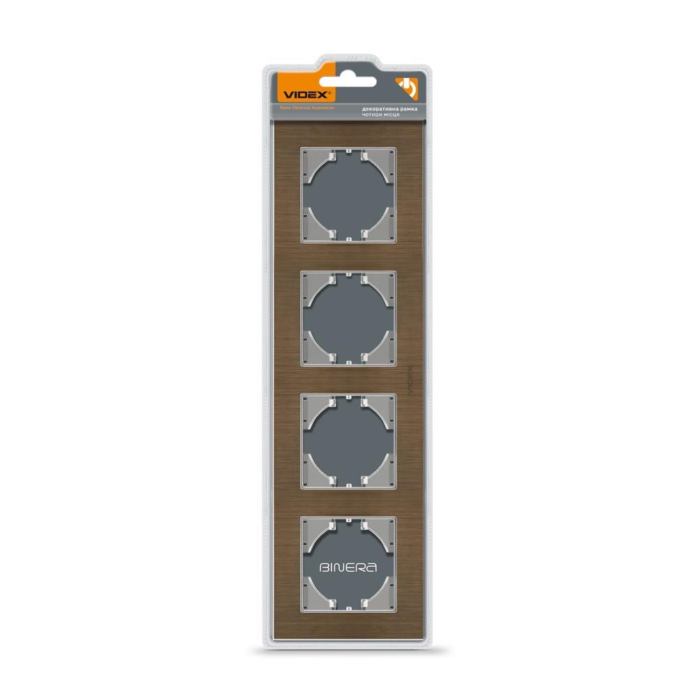 Рамка Videx BINERA 4-постовая горизонтальная Шоколадный алюминий (12558)