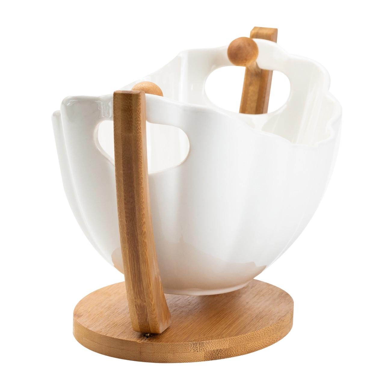 Фруктовница керамическая на бамбуковой подставке 33х14х16 см (HP1238) - фото 4 Фруктовница керамическая на бамбуковой подставке 33х14х16 см (HP1238) - фото 4