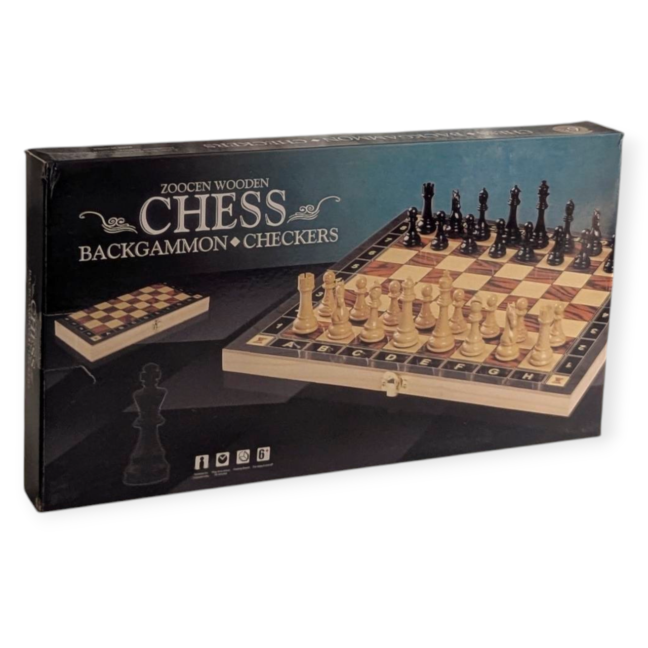 Набір ігор 3в1 шахи/шашки/нарди в дерев'яній 33х33 см - фото 4