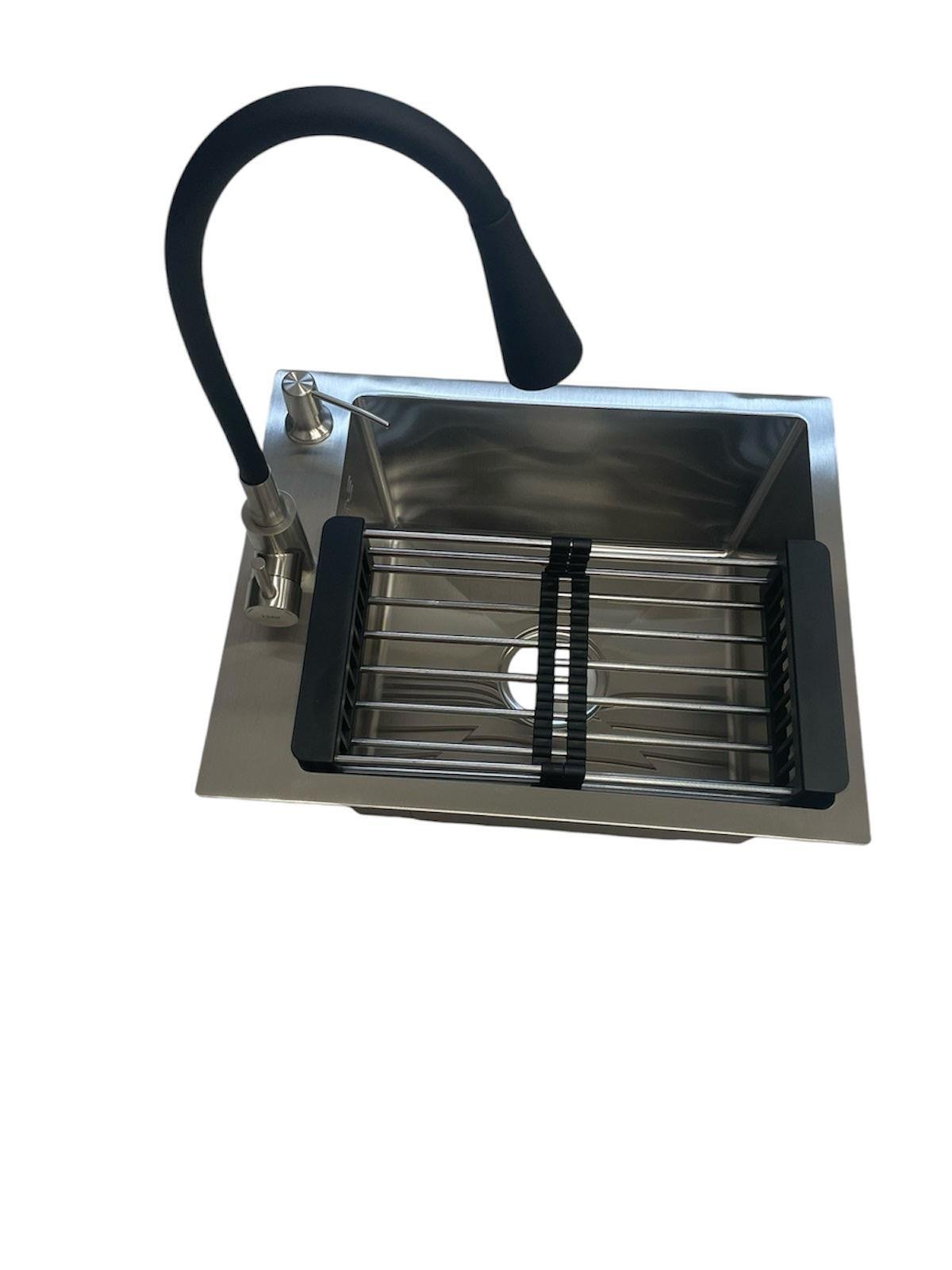 Мийка Lidz 4050 см та змішувач для кухні Aria 015 F31 з гнучким виливом Lidz Чорний