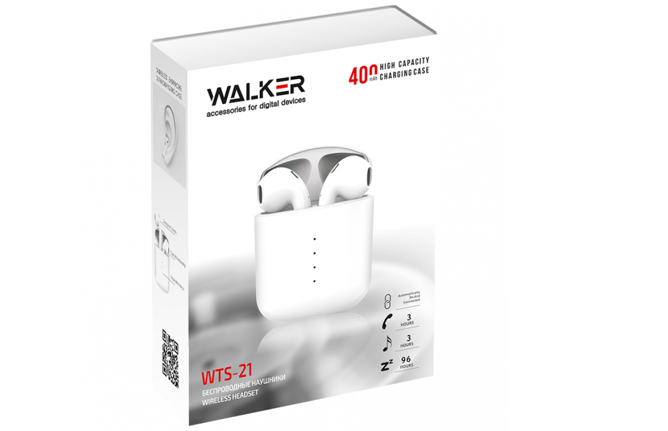 Навушники Bluetooth WALKER WTS-21 White - фото 2